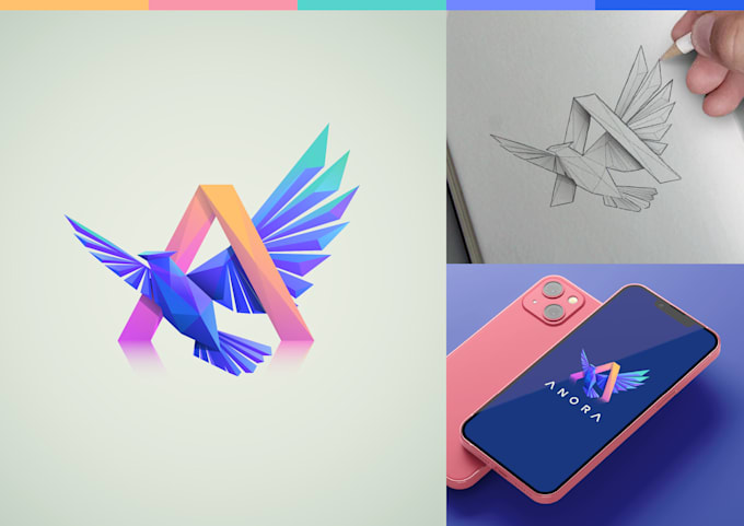 create a modern geometric polygonal 3d logo