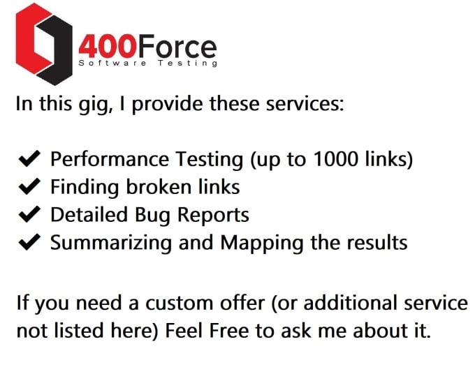 do website QA testing with performance bug reports and find broken links