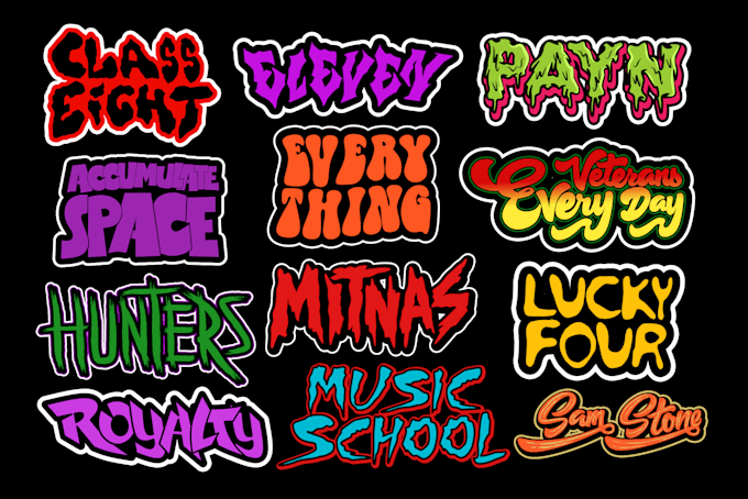create a custom handdrawn typography sticker logo design