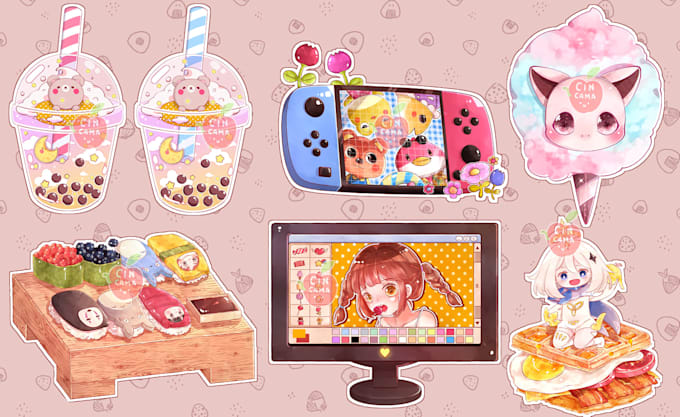 create cute illustration, clip arts, and sticker for you