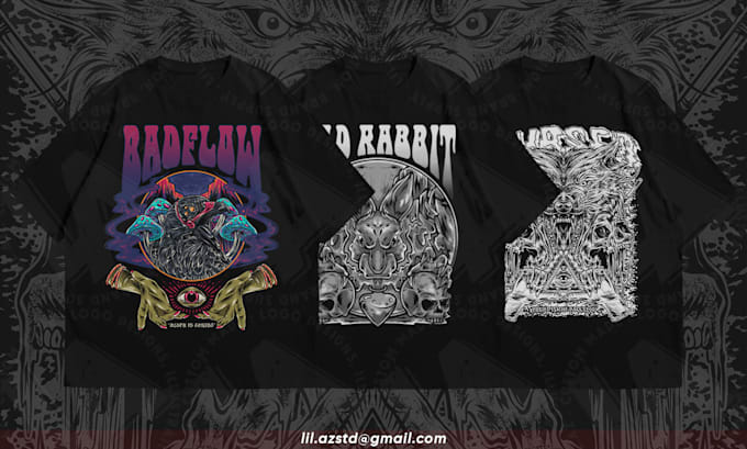draw custom dark art illustration for clothing brand