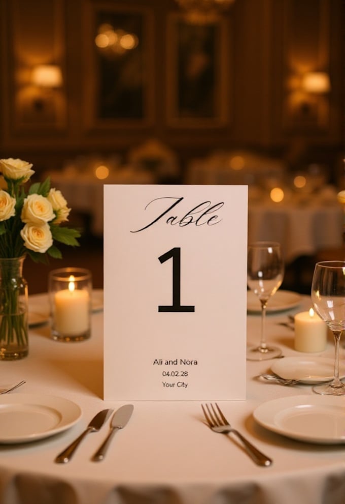 create editable wedding table number cards printable PDF