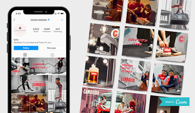 create high quality aesthetic instagram puzzle feed