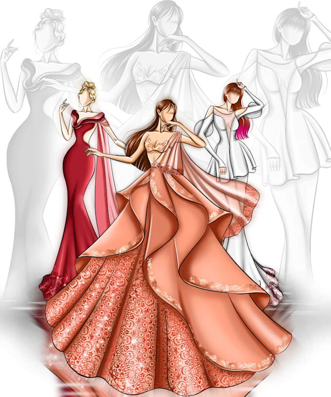 draw handmade custom fashion illustration