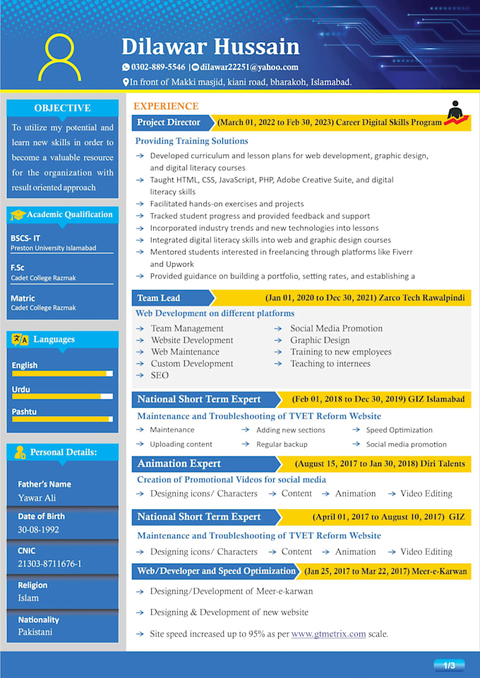 design professional resume, executive cv, modern cover letter
