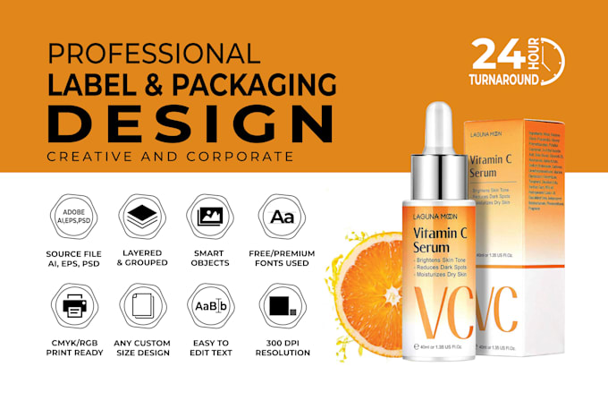 do supplement label design, food label design, and pouch design 24 hours
