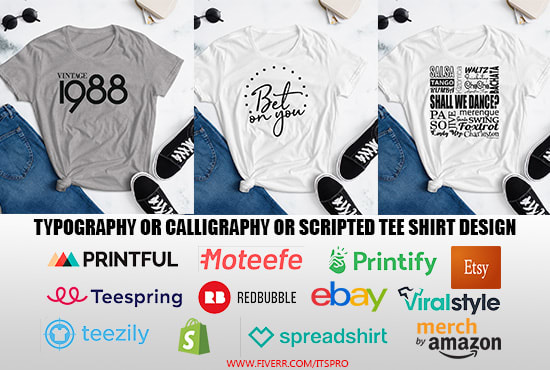 typography and handwritten design tshirt for online store