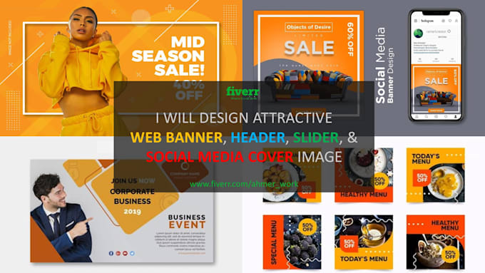 design attractive banners, web banner, and cover image