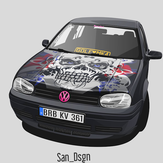 draw cartoon vector illustration from your car