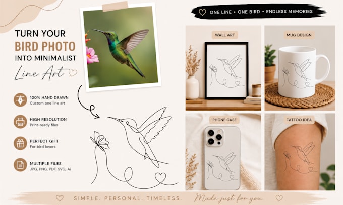 create a custom single line pet portrait from your photo