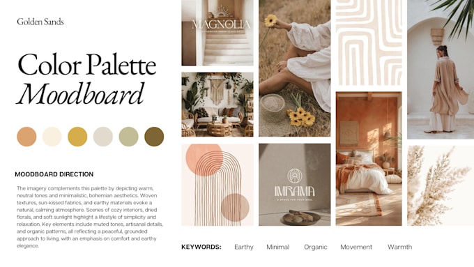 design a cohesive color palette and mood board