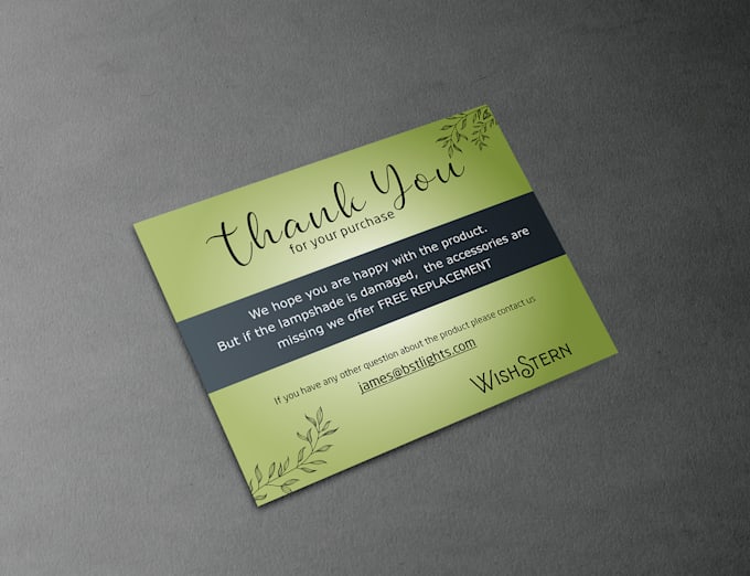 design amazon thank you card, package insert or product insert card