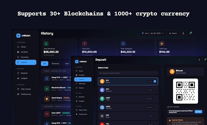 develop a secure crypto wallet app and website like coinbase or trust wallet