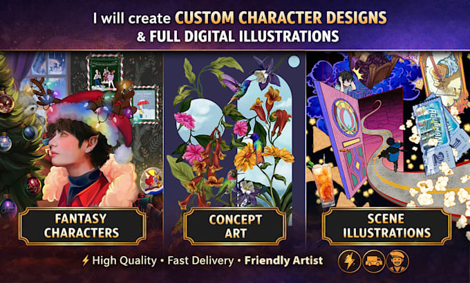 illustrate custom character design and digital illustration