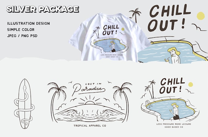 create retro surf logo or illustration design for tshirt