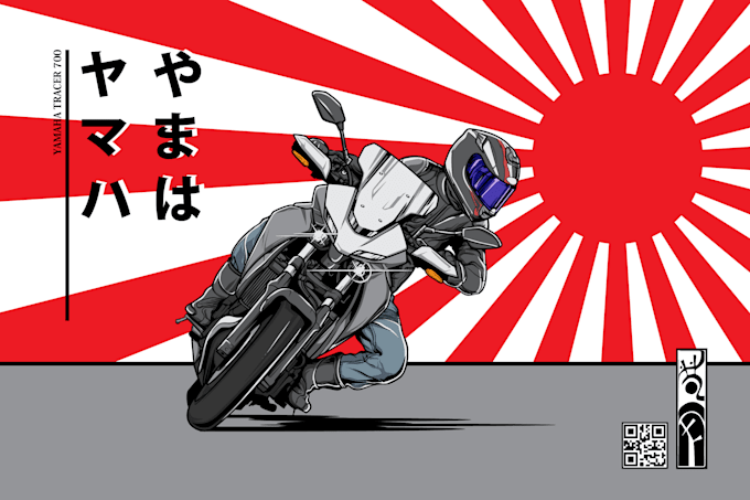 create motorcycle vector line art illustration
