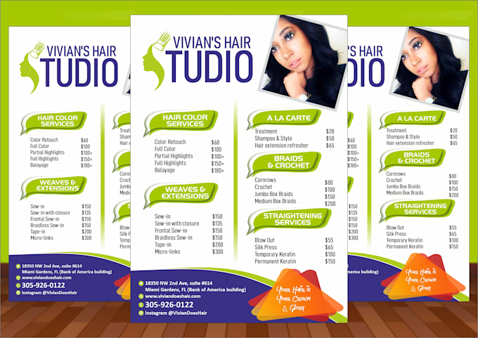 design beauty salon, fashion, promo flyer and price list