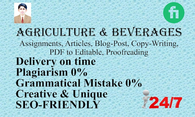 write assignments on agriculture and beverages