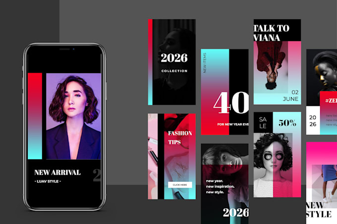 design modern social media templates for post, story, cover