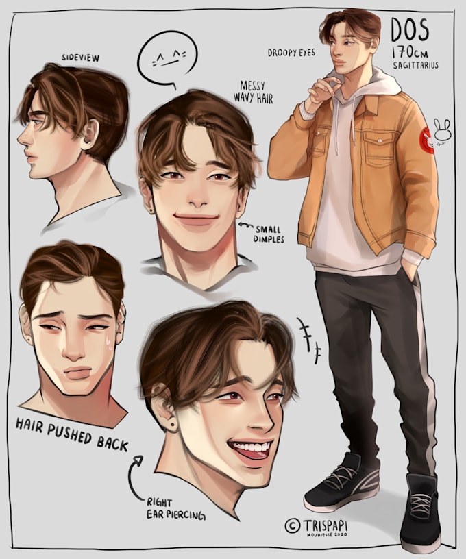 draw a character sheet or reference sheet