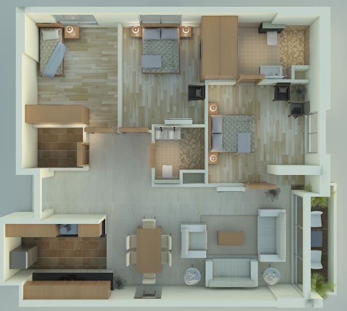 design architectural 2d 3d floor plan in autocad and 3d max