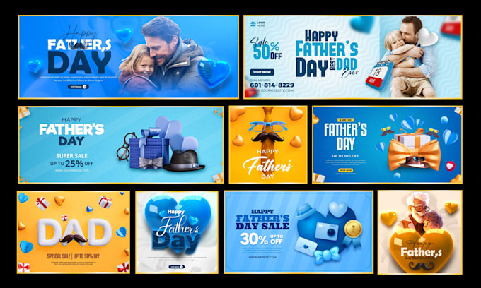 create premium fathers day sales ads and luxury greeting designs