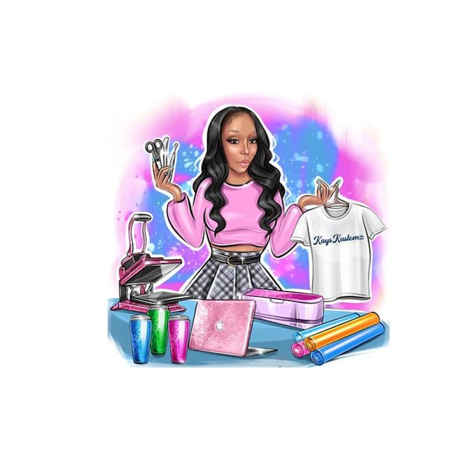 draw crafter logo, art, bag shop business clothing designer portrait