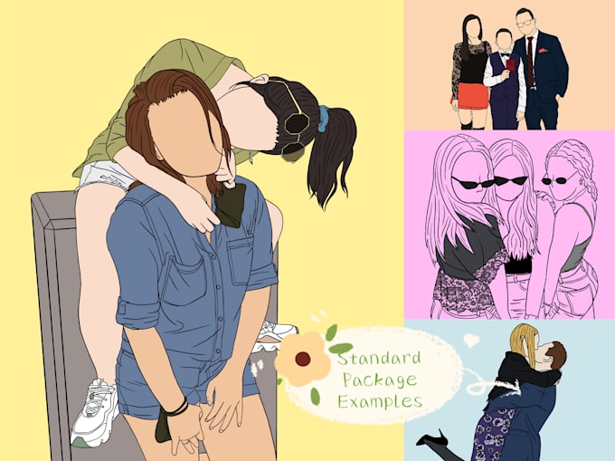 draw digital faceless portraits, great as gifts