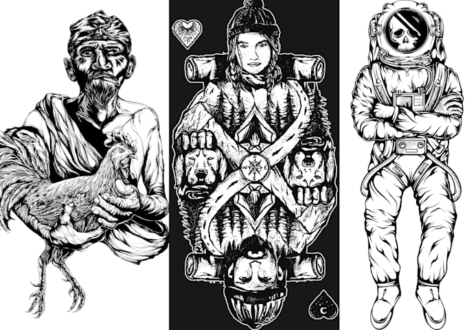 create original illustration and logo detailed hand draw