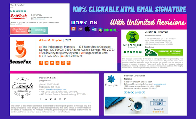 Create modern professional clickable html email signature by ...