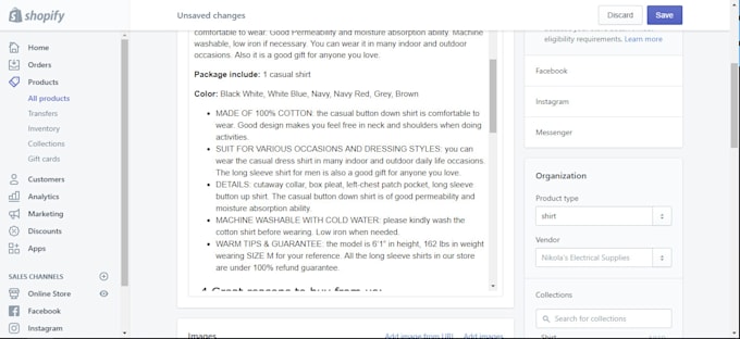 do shopify product upload manually