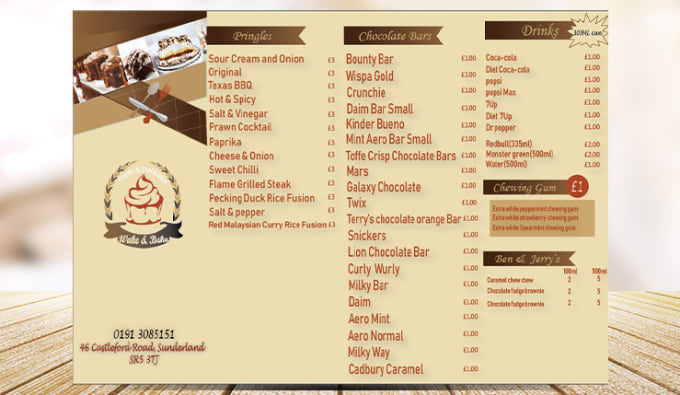 design a food menu, restaurant menu, or food flyer