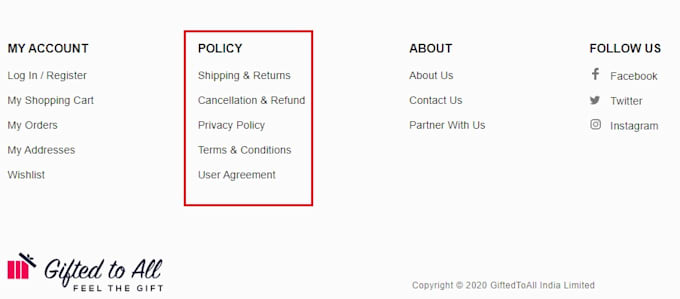 write policy pages for any website
