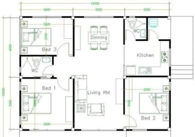 Turn your sketch into a 2d floor plan by Shuvokhan531