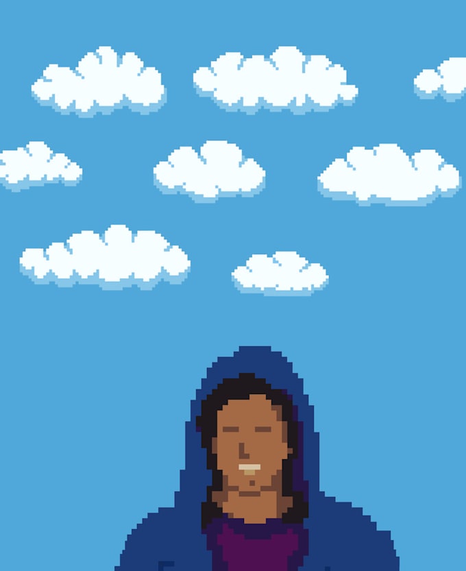 create a minimalist pixel art logo design