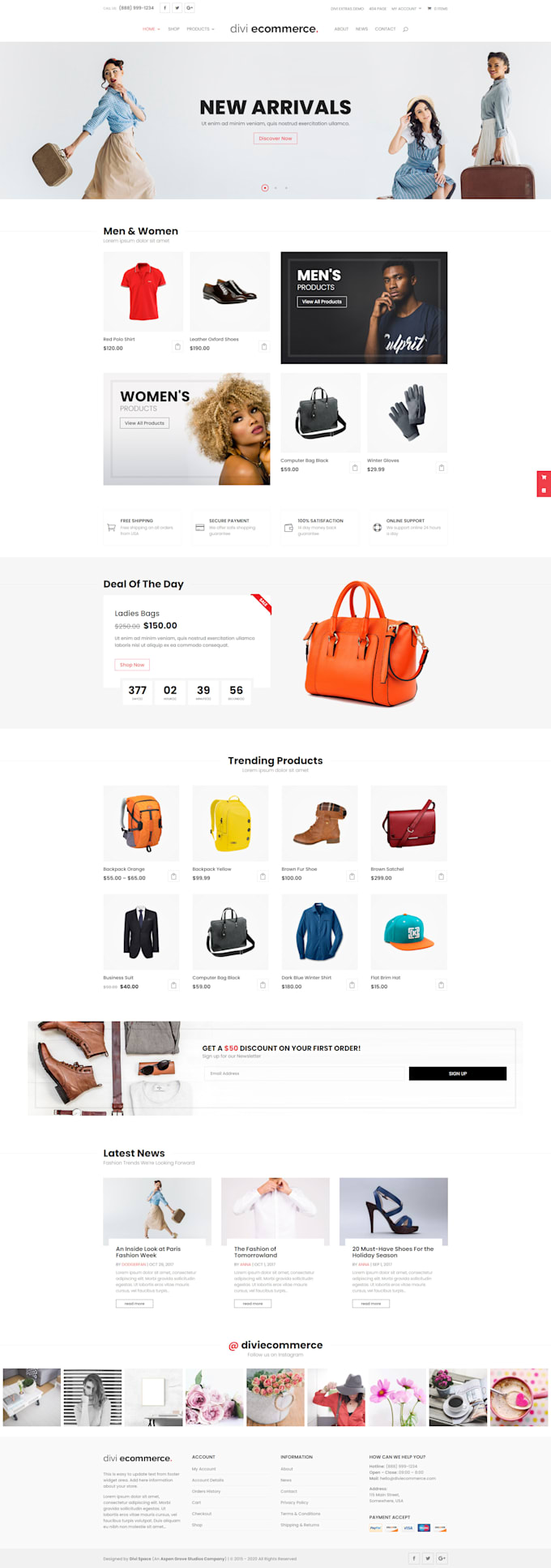 develop wordpress ecommerce website using divi