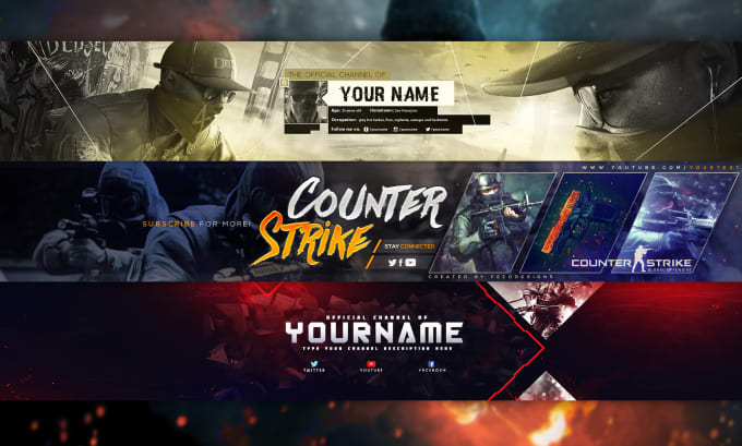 Create a youtube gaming banner twitter twitch channel header art design ...