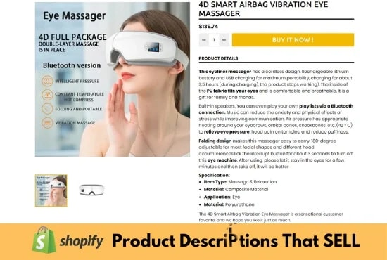 write shopify product description and SEO titles