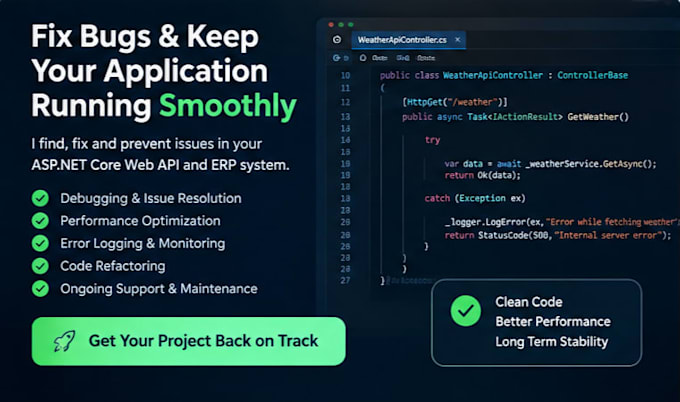 fix bugs and develop aspnet core web API erp solutions