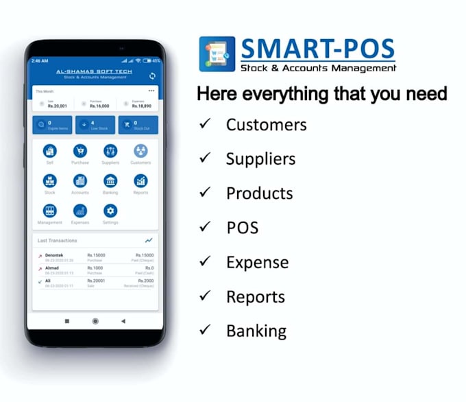 develop pos, accounts and inventory management android app