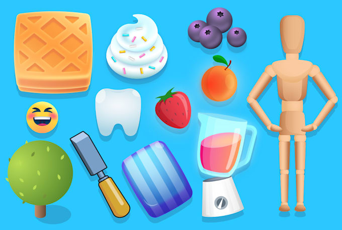 design unique game assets and props in 2d graphics art