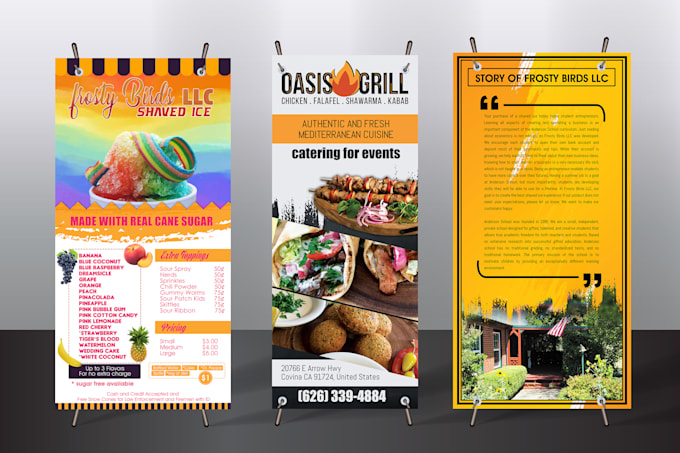 design creative roll ups, banners, billboards and signs