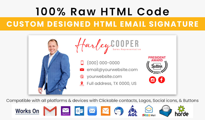 create html email signature clickable email signature