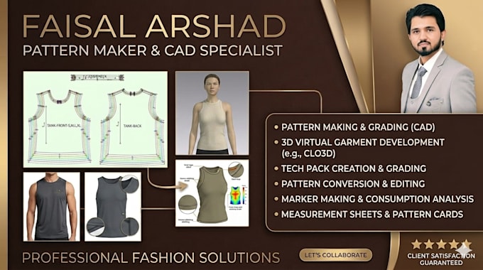 develop professional tech pack sewing patterns size grading and 3d visualization