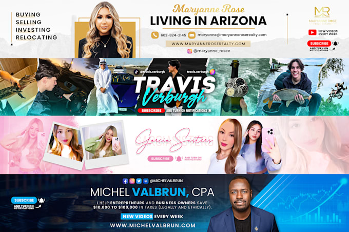 design a professional youtube banner for your channel