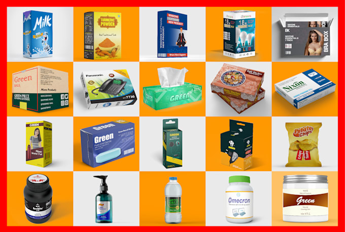 do modern product packaging box and label design