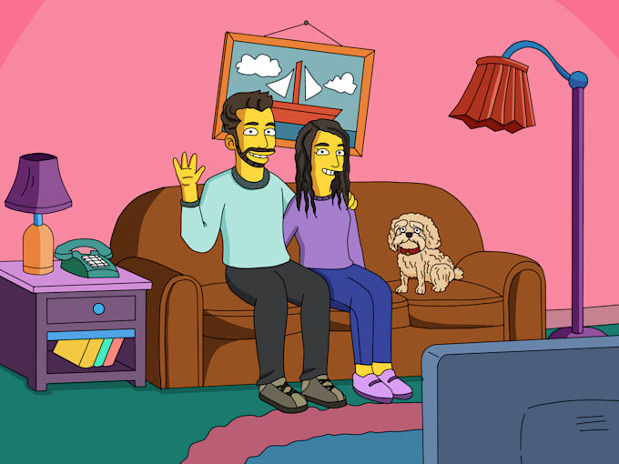 illustrate you and your family in yellow character style