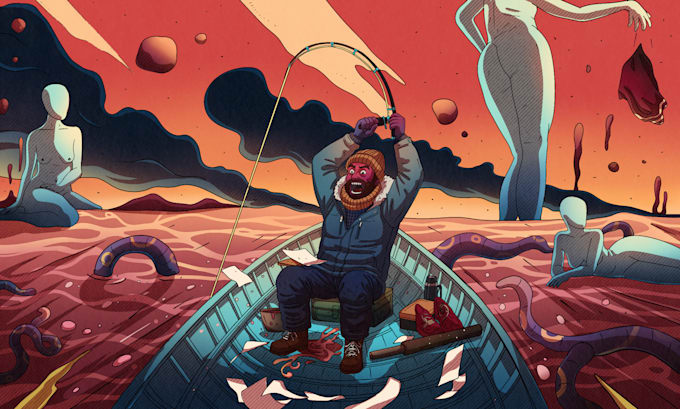draw psychedelic illustration, album cover, poster,etc