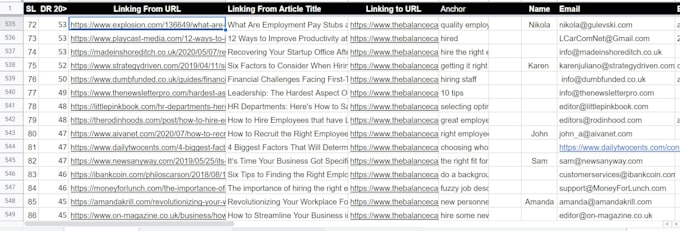 collect skyscraper link prospects and will do outreach