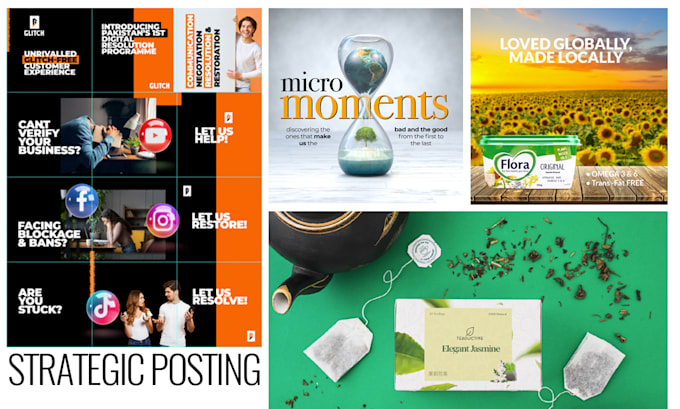design awesome insta grid, facebook posts and animation